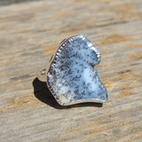 Merlinite Dendritic Opal Slice - Turkey 925 Ring