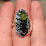 Southwest - Rough Green Apatite & Shungite 925 Ring