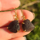 18k Gold Vermeil Saffordite Tektite 925 Earrings