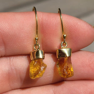18k Gold Vermeil Rough Citrine 925 Earrings