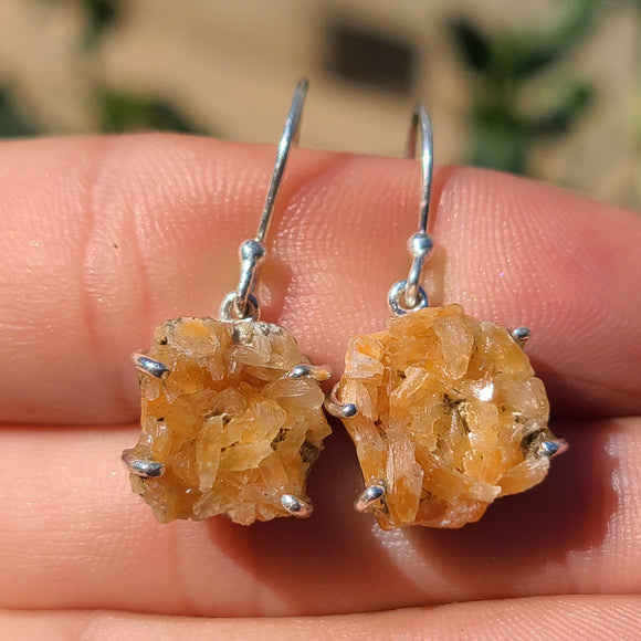 Orange Heulandite 925 Earrings