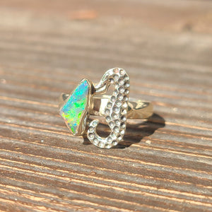 Seahorse - Rough Ethiopian Opal 925 Ring