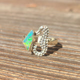 Seahorse - Rough Ethiopian Opal 925 Ring