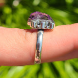 Rough Amethyst & Rainbow Moonstone 925 Ring