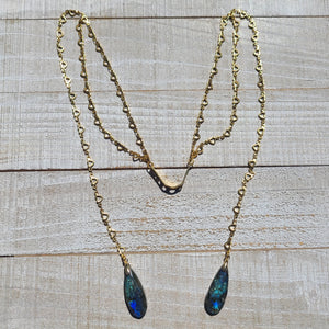 Athena Goddess Faceted Labradorite Face Chain