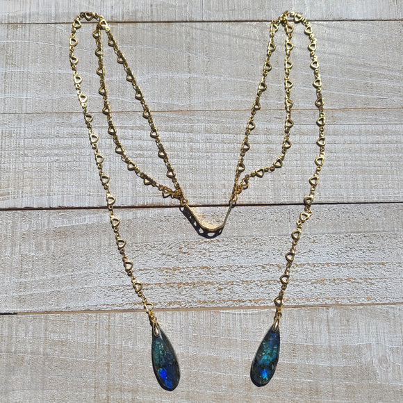 Athena Goddess Faceted Labradorite Face Chain