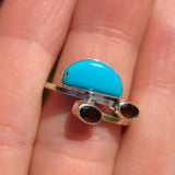 Turquoise - Nevada Aztec Mountain & Garnet 925 Ring