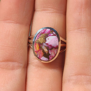 Kingman Pink Dahlia Turquoise 925 Ring