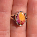 Kingman Orange Dahlia Turquoise 925 Ring