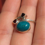 Azurite Chrysocolla & Garnet 925 Ring