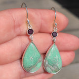 Utah Variscite & Garnet 925 Earrings