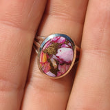 Kingman Pink Dahlia Turquoise 925 Ring