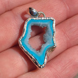 Marine Blue Geode Druzy 925 Pendant