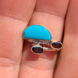 Turquoise - Nevada Aztec Mountain & Garnet 925 Ring