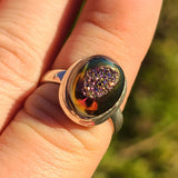 Rose Titanium Aura Druzy 925 Ring