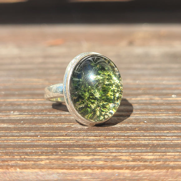 Green Lepidolite 925 Ring
