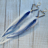 "So Bright Sodalite" Wire Wrapped Rooster Feather Earrings