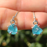 Neon Blue Apatite (Rough) 925 Earrings