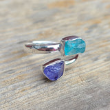 Tanzanite & Blue Apatite (Rough) 925 Ring