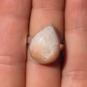 Orange Scolecite 925 Ring