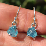 Neon Blue Apatite (Rough) 925 Earrings