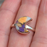 Moon - Spiny Oyster & Arizona Turquoise 925 Ring