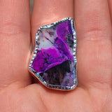 Purple Dendritic Opal 925 Ring