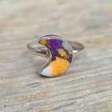 Moon - Spiny Oyster & Arizona Turquoise 925 Ring