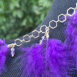 Purple Royalty Geode & Amethyst Feather Earrings