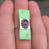 Citron Chrysoprase & Rainbow Quartz 925 Ring