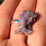 Grape Agate Manakara Botryoidal Crystal 925 Ring