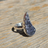 Natural Agate Druzy 925 Ring