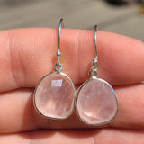 Faceted Rose Quartz - Madagascar 925 Earrings