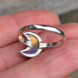 Moon - Spiny Oyster & Arizona Turquoise 925 Ring