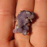 Grape Agate Manakara Botryoidal Crystal 925 Ring