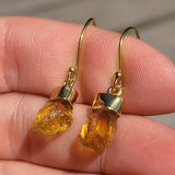 18k Gold Vermeil Rough Citrine 925 Earrings