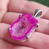 Fleece Pink Geode Druzy 925 Pendant