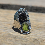 Southwest - Rough Green Apatite & Shungite 925 Ring