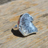 Merlinite Dendritic Opal Slice - Turkey 925 Ring