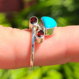 Turquoise - Nevada Aztec Mountain & Garnet 925 Ring