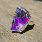 Purple Dendritic Opal 925 Ring