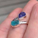 Tanzanite & Blue Apatite (Rough) 925 Ring