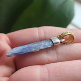 18k Gold Plated - Rough Blue Kyanite & Moldavite 925 Pendant