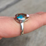 Kingman Orange Dahlia Turquoise 925 Ring