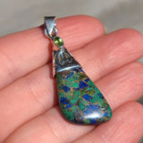 Copper Azurite & Peridot 925 Pendant