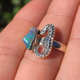 Seahorse - Rough Ethiopian Opal 925 Ring