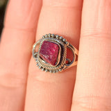 Rough Pink Tourmaline 925 Ring