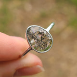 Black Rutile/Tourmalated Quartz 925 Ring