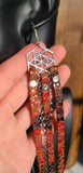 "Star Tetrahedron Grid" Red Leather & Garnet 925 Earrings
