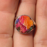 Kingman Orange Dahlia Turquoise 925 Ring